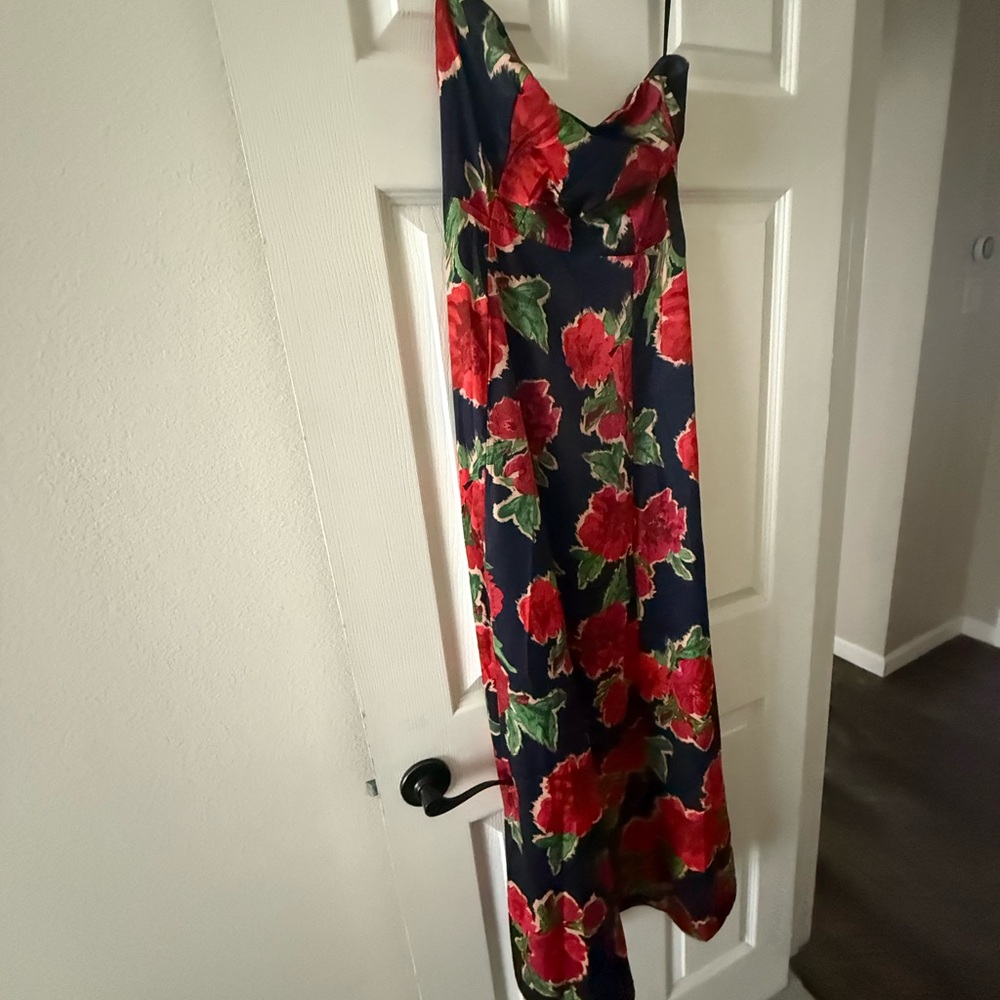 Vici Red and Green One Shoulder Slip Dress